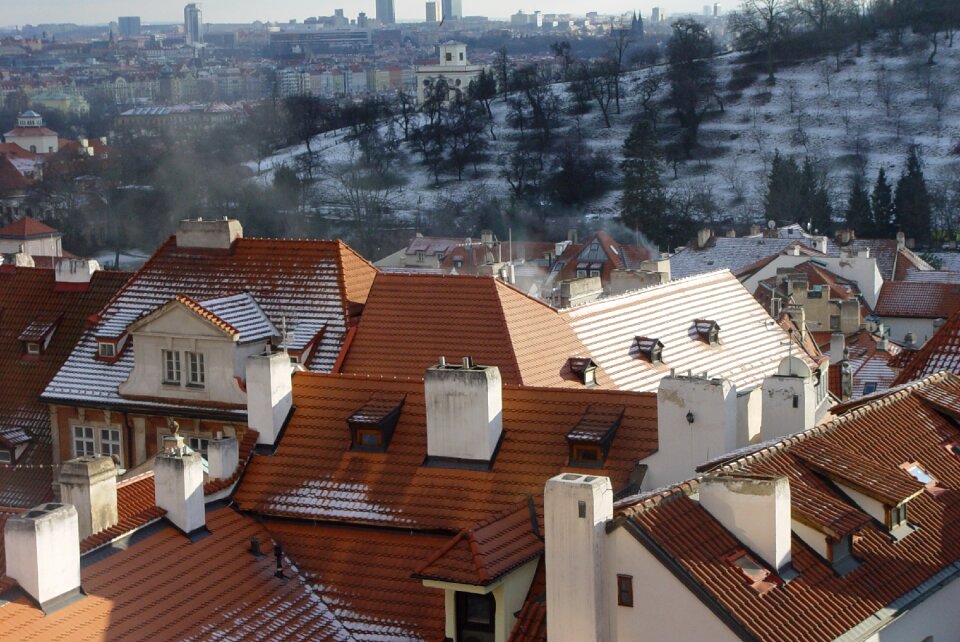 Chimneys winter snow
