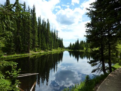 Reflection mirroring water surface photo