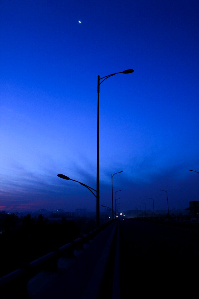 Street lamp road sunrise