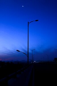 Street lamp road sunrise photo