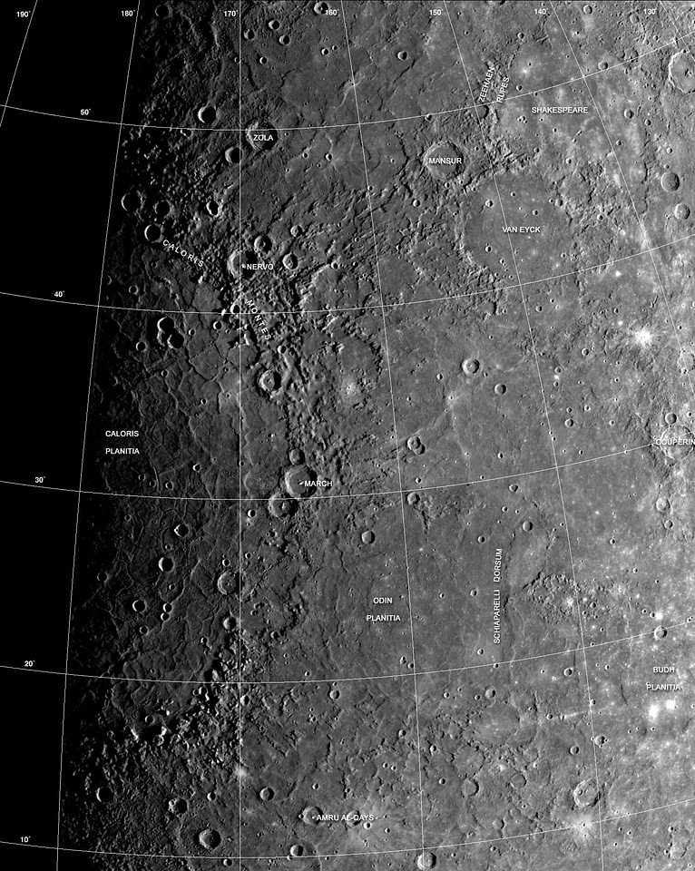 Solar system space caloris planitia