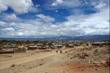 Small town the dried up lake eyasi north tanzania
