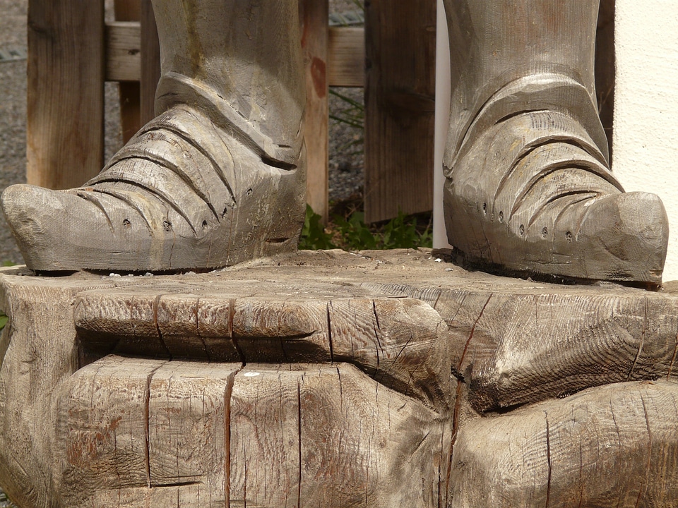 Middle ages figure wooden shoe