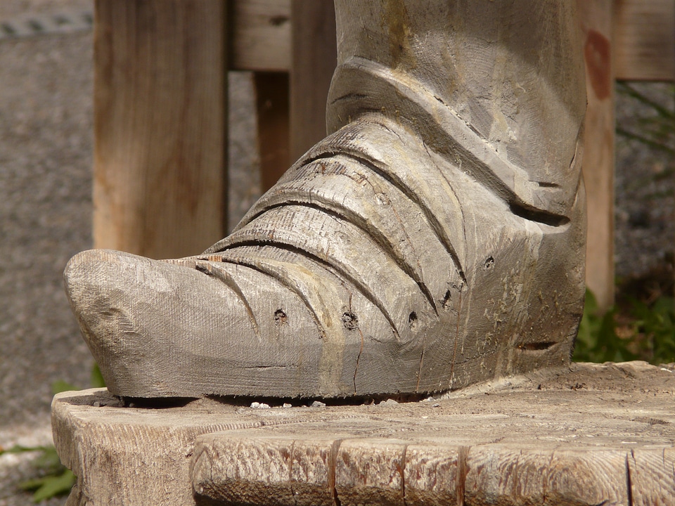 Middle ages figure wooden shoe