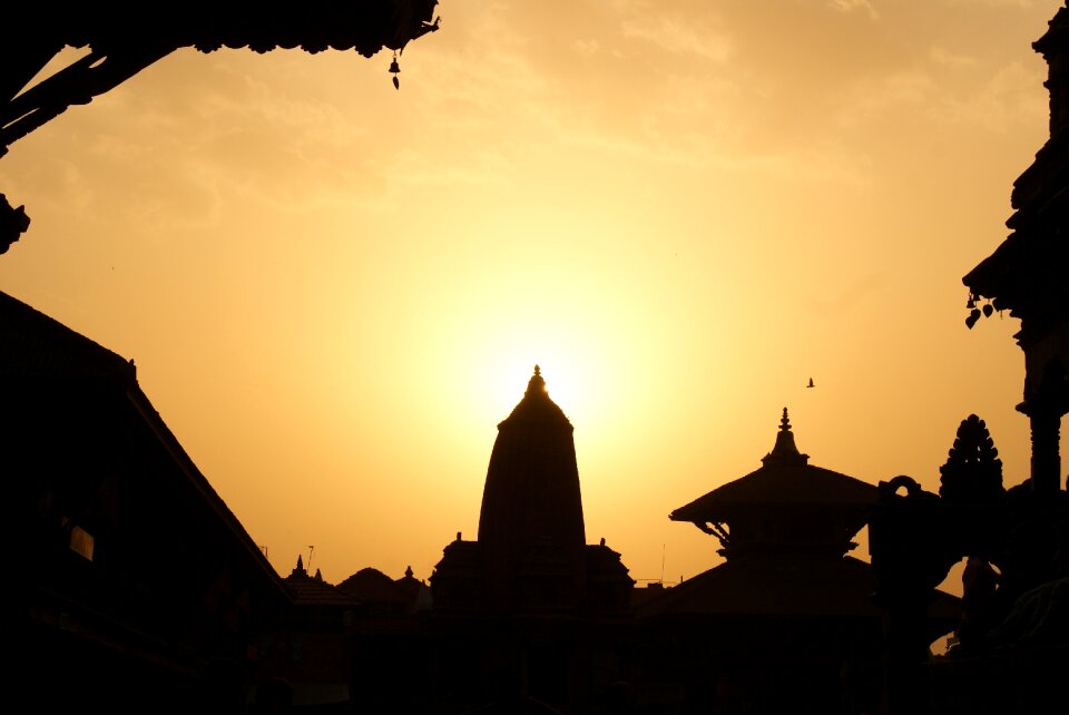Evening temple sunset
