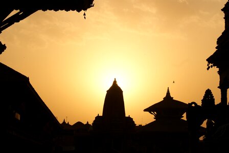 Evening temple sunset