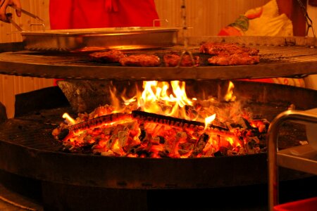 Flame charcoal hot