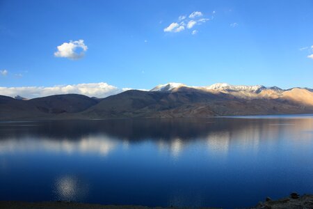 Tsomoriri lake mirroring photo