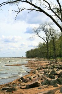 Sea rocks sand photo