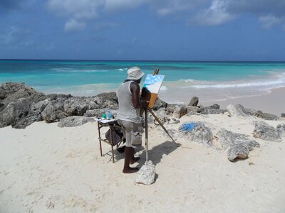 Beach painter painting