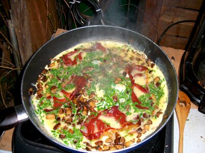 Court fry up colorful omelette photo
