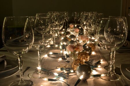 Wine glasses table atmosphere photo