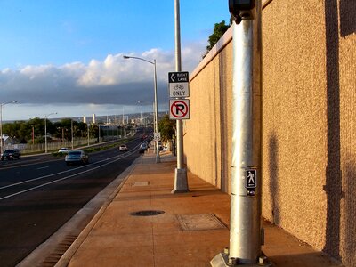 Sunny cityscape hawaii metal traffic pole