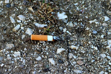 Stub cigarette end ashtray photo