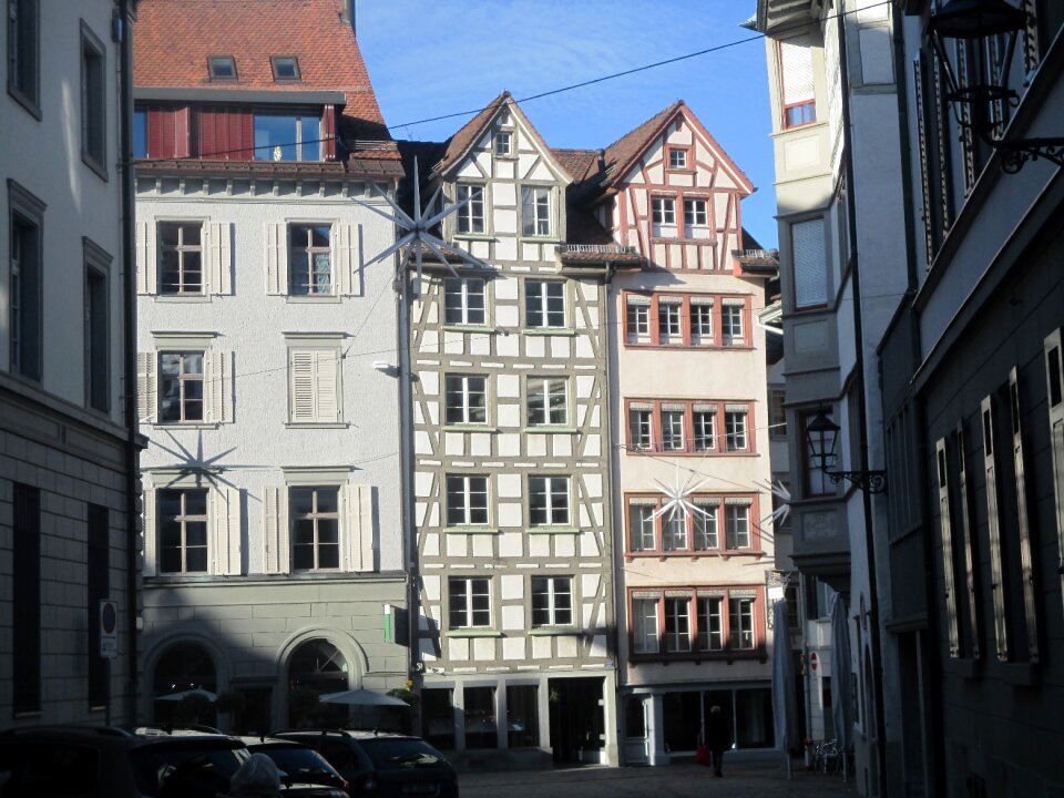 Old building timber framed houses color