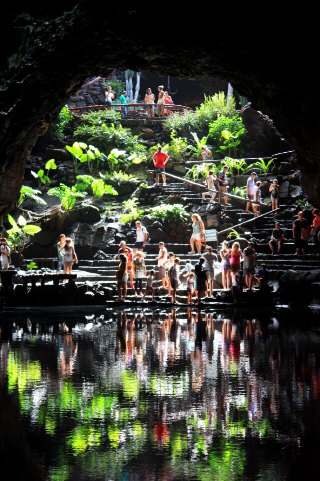 Water reflections cave entrance