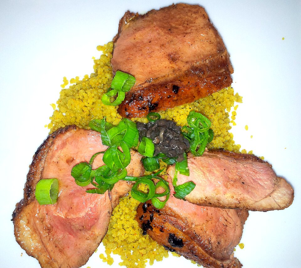 Duck breast main course rice