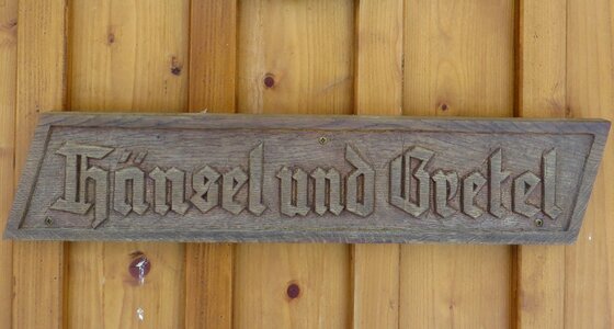 Wooden sign fairy tales hansel and gretel photo