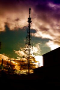 Television tower evening clouds