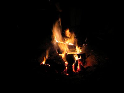Flying sparks glow flame