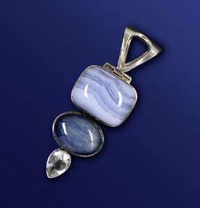 Silver jewelry chalcedony bluish photo