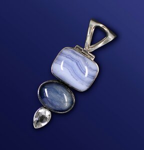 Silver jewelry chalcedony bluish