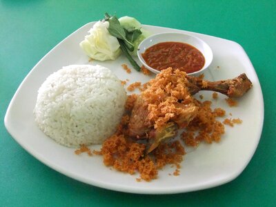 Chicken wings rice plate photo