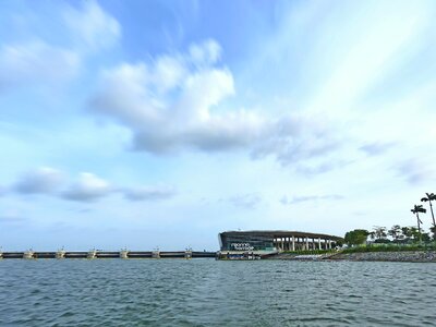 Singapore river blue sky water photo