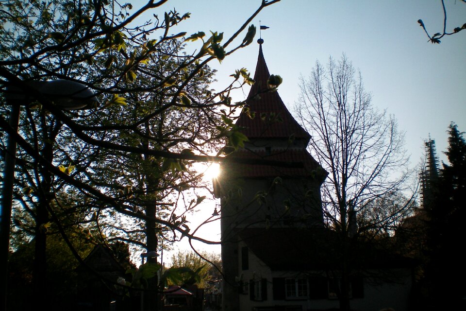 Setting sun twilight tower