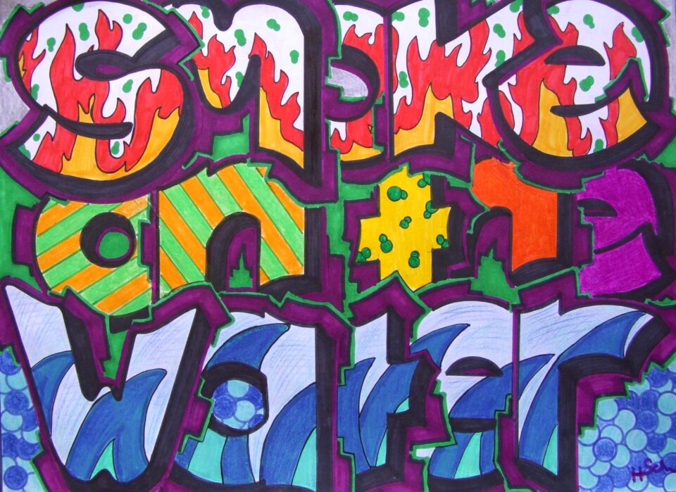 Felt tip pens colorful students work