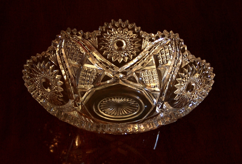 Depression glass crystal candy dish
