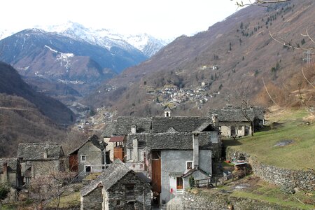 North italy alpine village rustic stone houses