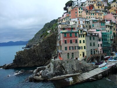 Cinque terre village on the rocky coast houses on hillside