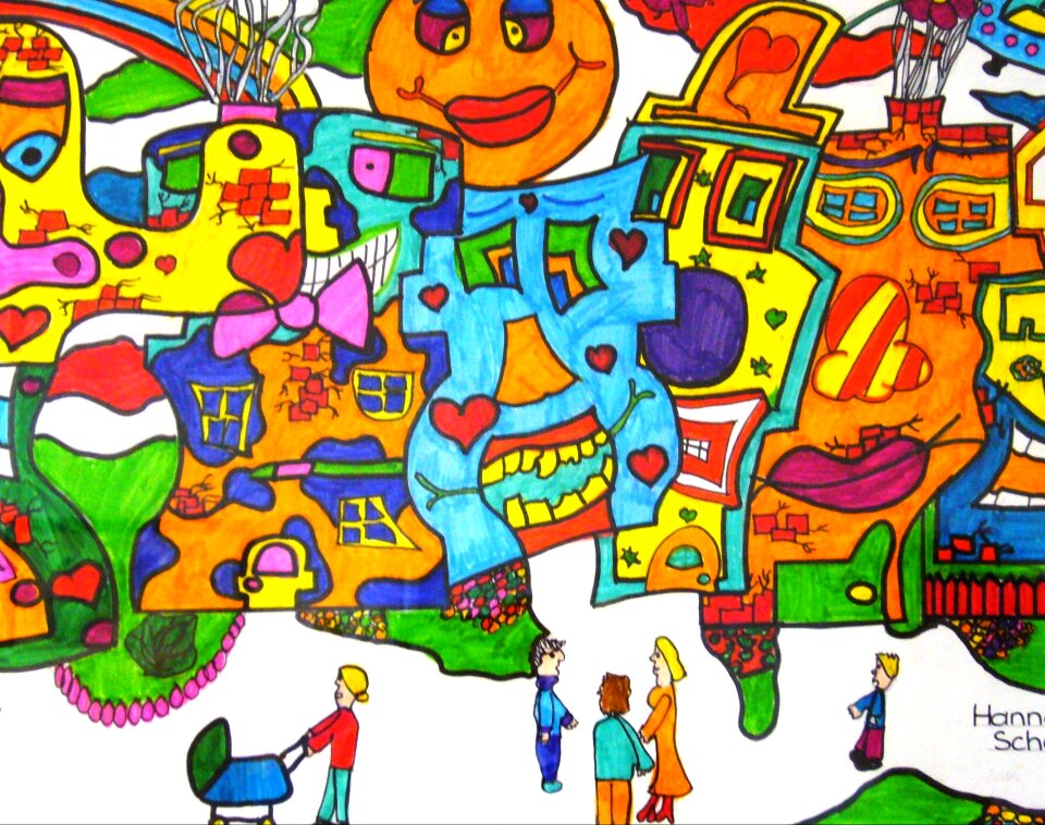 Color students work felt tip pens
