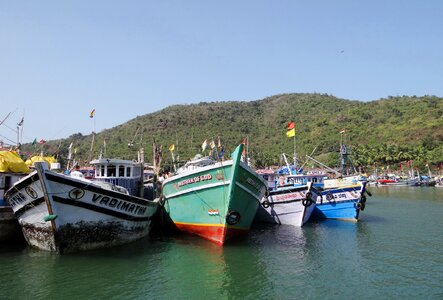 Bay fishing boat anchored