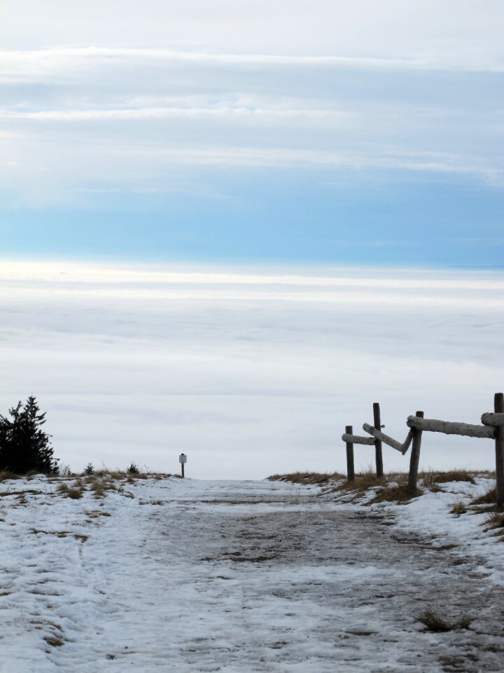 The vosges mountains in the mist mountain sky