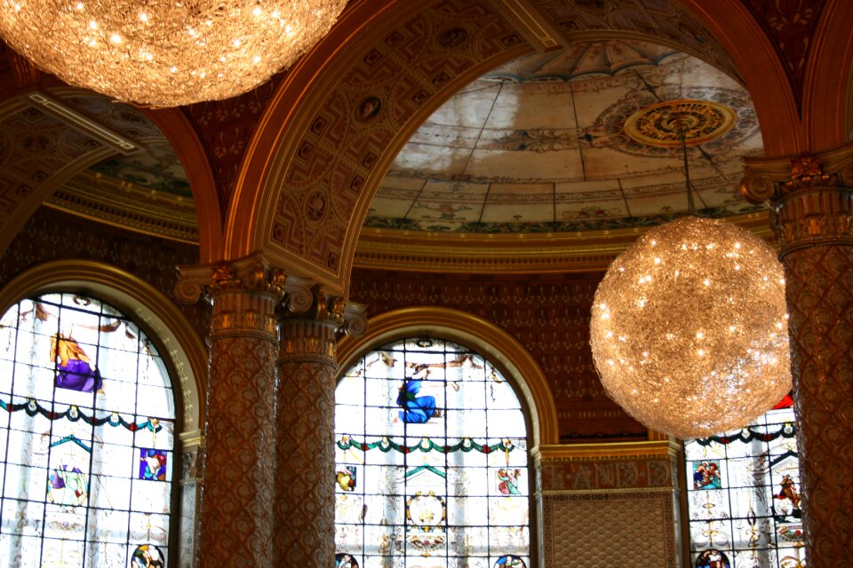 Balls decoration stained glass windows