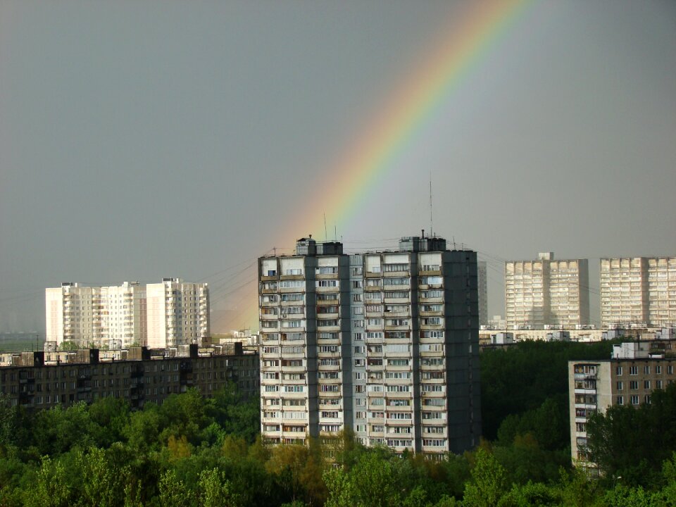 City rainbow high rise building
