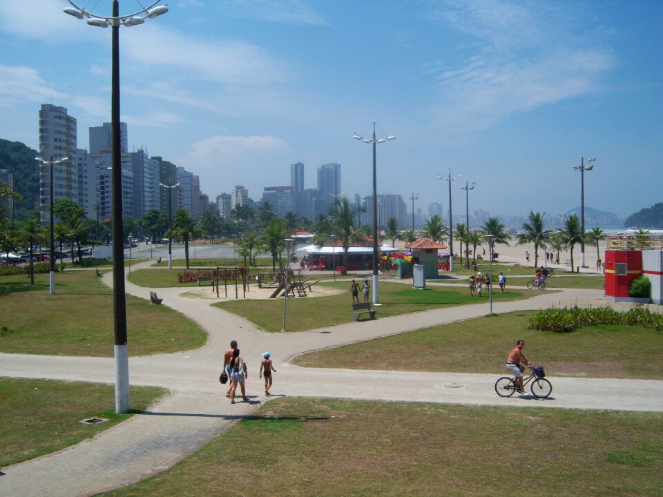 Bike tourists bathers