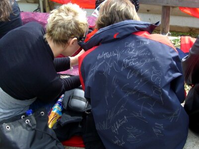 Autograph girl ski jumper photo