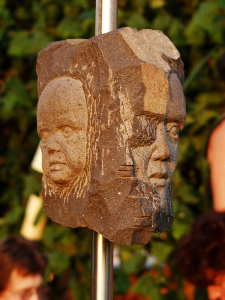Art stone heads faces