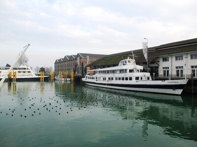 Motor ships port warehouses