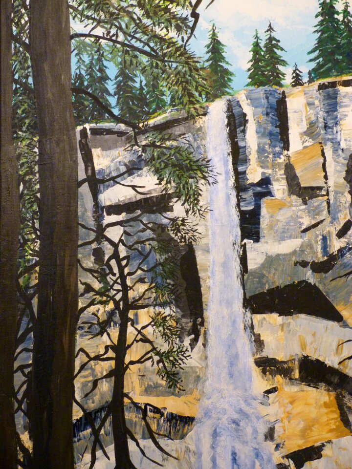 Painted acrylic paints waterfall