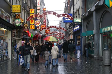 Downtown umbrellas advertisement