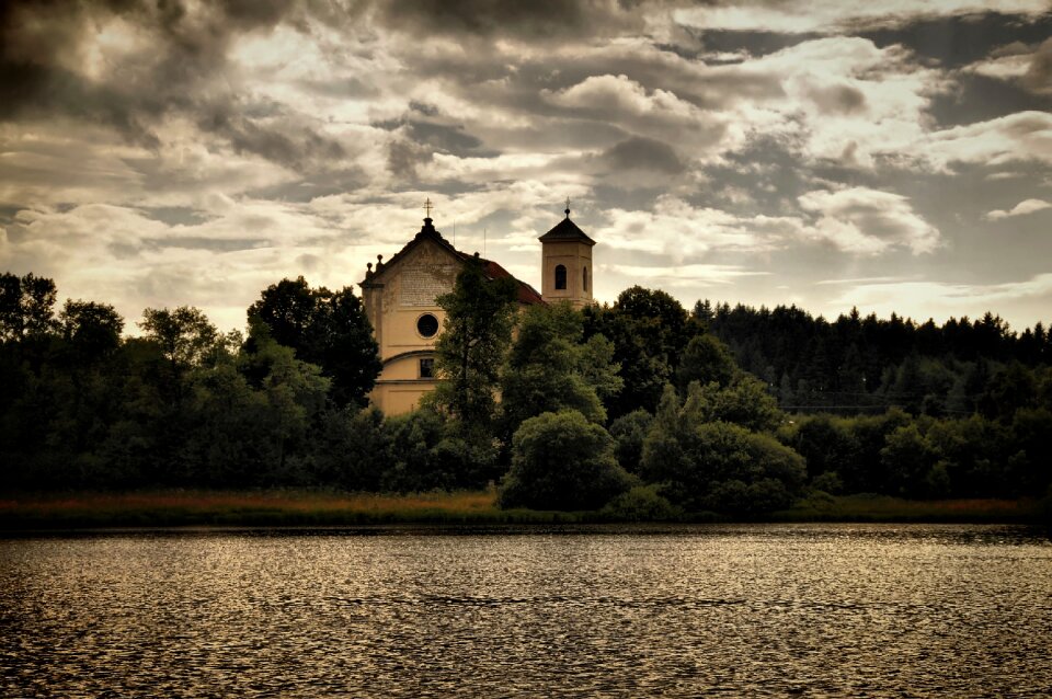 Architecture twilight pond