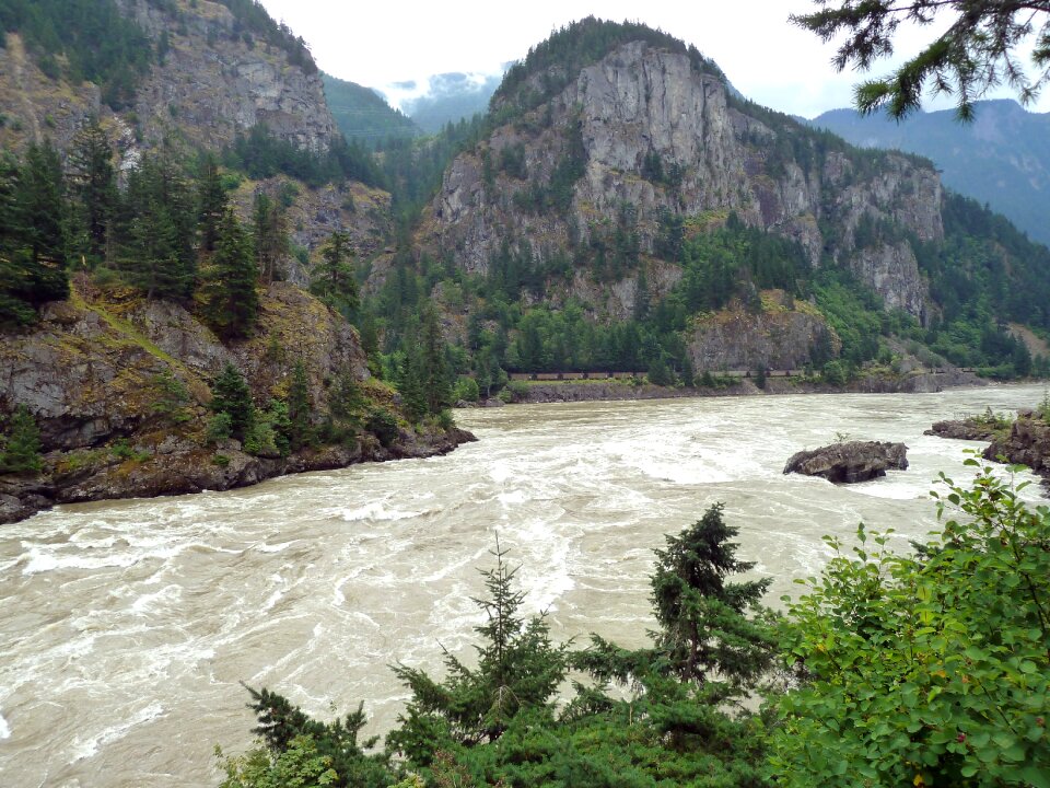 Rushing water mountains valley photo