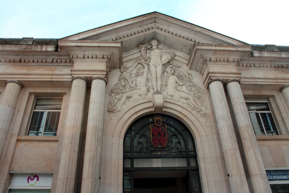 Stone columns massive door entrance stone carving