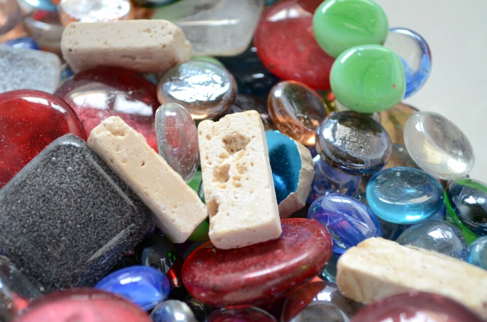 Glass mosaic colorful semi precious stones photo