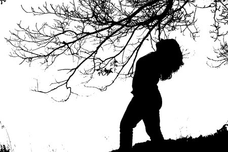 Silhouette girl b w photography