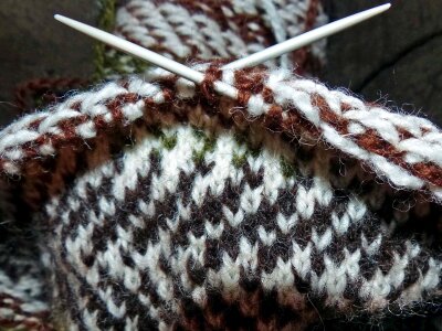 Hand work knitting needles pattern photo